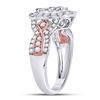 Image 3 : 1 CTW Diamond Teardrop Cluster Bridal Wedding Engagement Ring 14kt Two-tone Gold - REF-71M9A