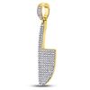Image 2 : 1/2 CTW Mens Round Diamond Butcher Knife Charm Pendant 10kt Yellow Gold - REF-30X3T