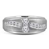 Image 2 : 5/8 CTW Mens Round Diamond Wedding Ring 10kt White Gold - REF-65W9F