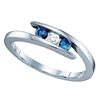 Image 1 : 1/4 CTW Round Blue Color Enhanced Diamond 3-stone Ring 10kt White Gold - REF-16X8T