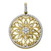 Image 1 : 1/2 CTW Round Diamond Antique-style Circle Pendant 10kt Yellow Gold - REF-33K3R