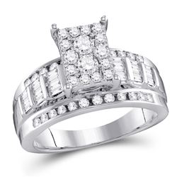 1/2 CTW Round Diamond Cluster Bridal Wedding Engagement Ring 10kt White Gold - REF-35M9A