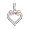 Image 1 : 1/10 CTW Round Diamond Heart Infinity Pendant 10kt Two-tone Gold - REF-9X3T