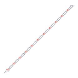 1 CTW Round Diamond Rose-tone Rope Bracelet 10kt White Gold - REF-105A3N