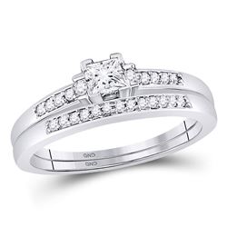 1/3 CTW Princess Diamond Bridal Wedding Engagement Ring 10kt White Gold - REF-41F9M