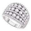 Image 1 : 3 CTW Round Pave-set Diamond Wide Fashion Ring 14kt White Gold - REF-257K9R