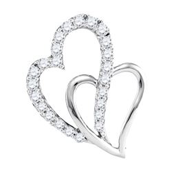 3/8 CTW Round Diamond Double Heart Pendant 10kt White Gold - REF-27F5M