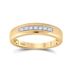 1/10 CTW Round Diamond Single Row Wedding Ring 10kt Yellow Gold - REF-21M5A