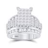 Image 1 : 3 CTW Princess Diamond Cluster Bridal Wedding Engagement Ring 14kt White Gold - REF-239M9A
