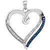 Image 1 : 1/6 CTW Round Blue Color Enhanced Diamond Heart Outline Pendant 10kt White Gold - REF-15H5W