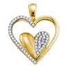 Image 1 : 1/5 CTW Round Diamond Double Cradled Heart Pendant 10kt Yellow Gold - REF-15H5W