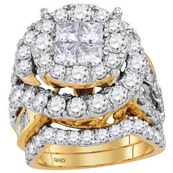5 & 5/8 CTW Princess Diamond Bridal Wedding Engagement Ring 14kt Yellow Gold - REF-528A3N