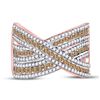 Image 2 : 1 CTW Round Brown Diamond Crossover Ring 10kt Rose Gold - REF-50H4W