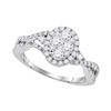 Image 1 : 1 CTW Round Diamond Cluster Bridal Wedding Engagement Ring 10kt White Gold - REF-101Y9X