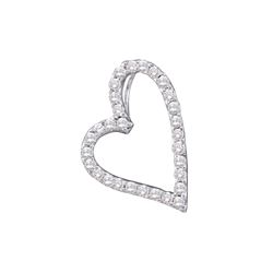 1/5 CTW Round Diamond Sideways Heart Frame Pendant 14kt White Gold - REF-15X5T