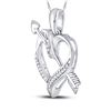 Image 2 : 1/12 CTW Round Diamond Heart Arrow Pendant 10kt White Gold - REF-11Y9X