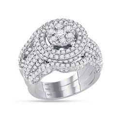 2 & 1/2 CTW Round Diamond Cluster Bridal Wedding Engagement Ring 14kt White Gold - REF-203X9T
