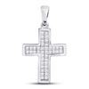 Image 1 : 1 CTW Round Diamond Cross Pendant 10kt White Gold - REF-69F3M