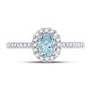 Image 2 : 1/5 CTW Oval Aquamarine Diamond-accent Solitaire Ring 10kt White Gold - REF-22X8T