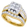 Image 1 : 1 CTW Princess Diamond Cluster Bridal Wedding Engagement Ring 14kt Yellow Gold - REF-90T3K