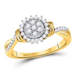1/3 CTW Round Diamond Circle Flower Cluster Ring 10kt Yellow Gold - REF-27M5A