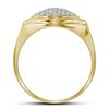 Image 2 : 1/3 CTW Mens Round Diamond Circle Cluster Fashion Ring 10kt Yellow Gold - REF-33N6Y