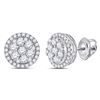 Image 1 : 7/8 CTW Round Diamond Flower Halo Cluster Earrings 14kt White Gold - REF-65F9M