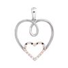 Image 1 : 1/20 CTW Round Diamond Rose-tone Double Nested Heart Pendant 10kt White Gold - REF-9F3M