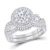 Image 1 : 1 CTW Round Diamond Bridal Wedding Engagement Ring 14kt White Gold - REF-162K3R