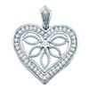 Image 1 : 1/10 CTW Round Diamond Vintage-style Heart Outline Pendant 10kt White Gold - REF-11T9K