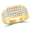 Image 1 : 1/2 CTW Mens Round Diamond Triple Row Intersecting Fashion Ring 14kt Yellow Gold - REF-41H9W