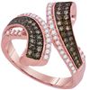 Image 1 : 1/2 CTW Round Brown Diamond Bypass Ring 10kt Rose Gold - REF-39M6A