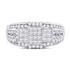 Image 2 : 1 CTW Princess Diamond Triple Cluster Ring 10kt White Gold - REF-60X3T