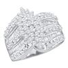 Image 1 : 1 CTW Round Diamond Marquise-shape Cluster Ring 14kt White Gold - REF-63R5H