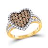 Image 1 : 1 & 1/3 CTW Round Brown Diamond Heart Ring 10kt Yellow Gold - REF-63X5T