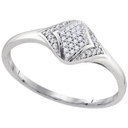 1/10 CTW Round Diamond Cluster Fashion Ring 10kt White Gold - REF-10Y2X