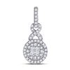 1/2 CTW Princess Diamond Fashion Cluster Pendant 14kt White Gold - REF-51X3T