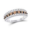 Image 1 : 1 & 1/2 CTW Round Brown Diamond Ring 10kt White Gold - REF-51N5Y
