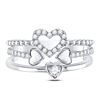 Image 2 : 1/3 CTW Round Diamond 2-Piece Beaded Heart Ring 14kt White Gold - REF-45W6F