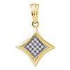 Image 1 : 1/20 CTW Round Diamond Diagonal Kite Square Cluster Pendant 10kt Yellow Gold - REF-7R5H