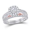 Image 1 : 1 CTW Round Diamond Bridal Wedding Engagement Ring 14kt Two-tone Gold - REF-107T9K