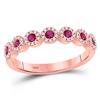 Image 1 : 1/2 CTW Round Ruby Halo Stackable Ring 10kt Rose Gold - REF-27R3H