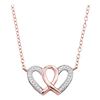 Image 1 : 1/10 CTW Round Diamond Double Heart Awareness Ribbon Pendant 10kt Rose Gold - REF-13A2N