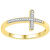 Image 1 : 1/20 CTW Round Diamond Cross Religious Ring 10kt Yellow Gold - REF-10K2R