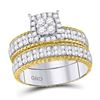 Image 2 : 1 CTW His & Hers Round Diamond Cluster Matching Bridal Wedding Ring 14kt Two-tone Gold - REF-137Y9X