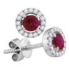 Image 3 : 7/8 CTW Round Ruby Diamond Fashion Earrings 18kt White Gold - REF-120H3W