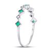 Image 3 : 1/5 CTW Round Emerald Diamond Square Stackable Ring 10kt White Gold - REF-10M8A