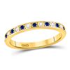 Image 1 : 1/4 CTW Round Blue Sapphire Diamond Alternating Stackable Ring 10kt Yellow Gold - REF-15W5F