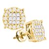 Image 1 : 1 CTW Princess Diamond Cluster Earrings 14kt Yellow Gold - REF-77F9M