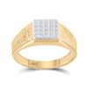 Image 1 : 1/8 CTW Mens Round Diamond Square Cluster Ring 10kt Yellow Gold - REF-16A8N